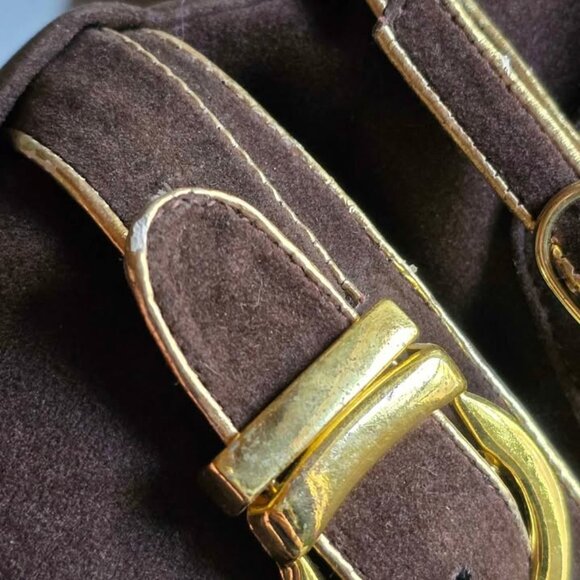 Size 8.5 De Blossom Collection Brown Gold Buckle Ankle Booties High Heels Shoes - Picture 8 of 16